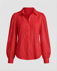 Eloise Blouse with Embroidery in Red
