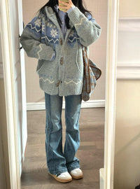 Eloise Knit Cardigan in Inselblau
