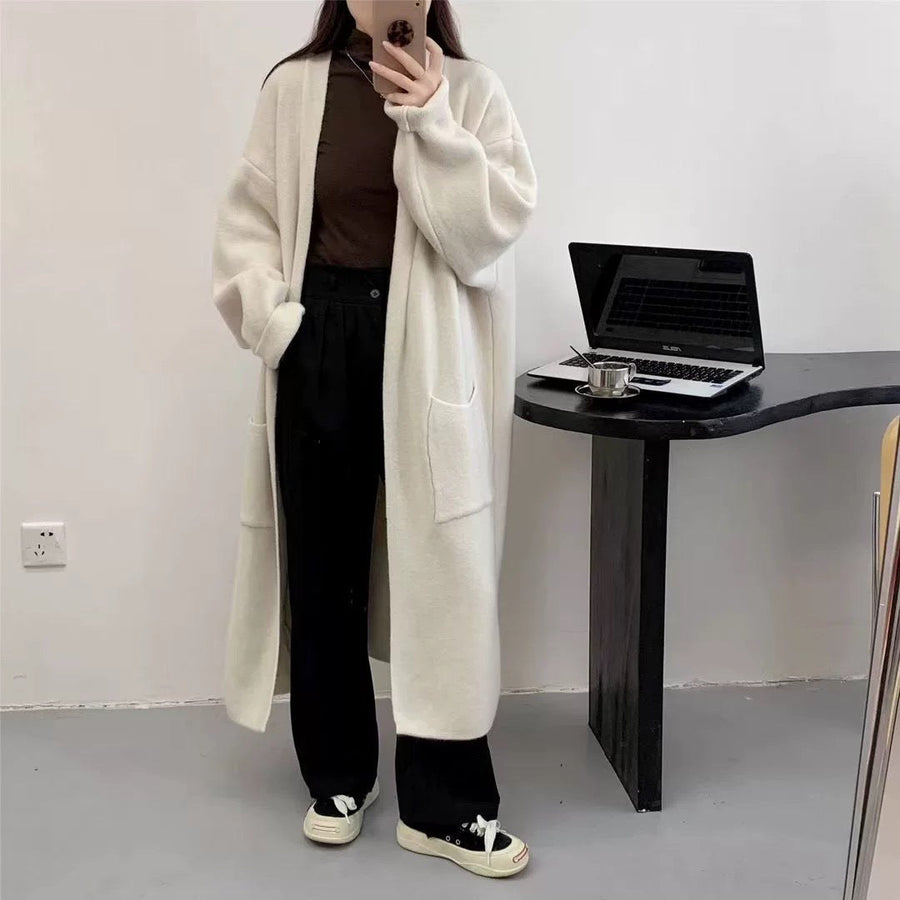 Eloise Knit Cardigan with Pockets and Oversized in Beige