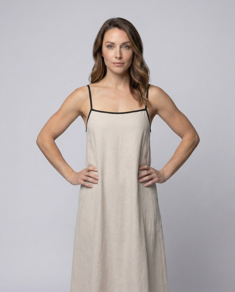 Eloise Linen Blend Maxi Dress with Side Split