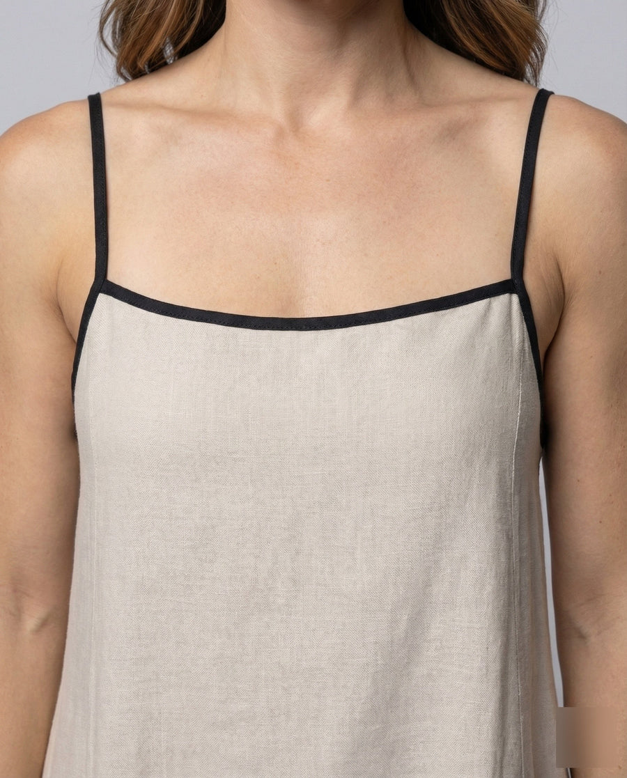 Eloise Linen Blend Maxi Dress with Side Split