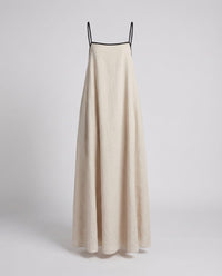 Eloise Linen Blend Maxi Dress with Side Split in Khaki