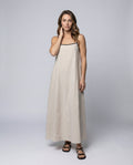 Eloise Linen Blend Maxi Dress with Side Split
