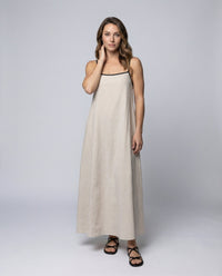 Eloise Linen Blend Maxi Dress with Side Split