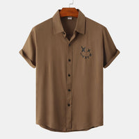 Eloise Relaxed Shirt with Short Sleeve in Grey