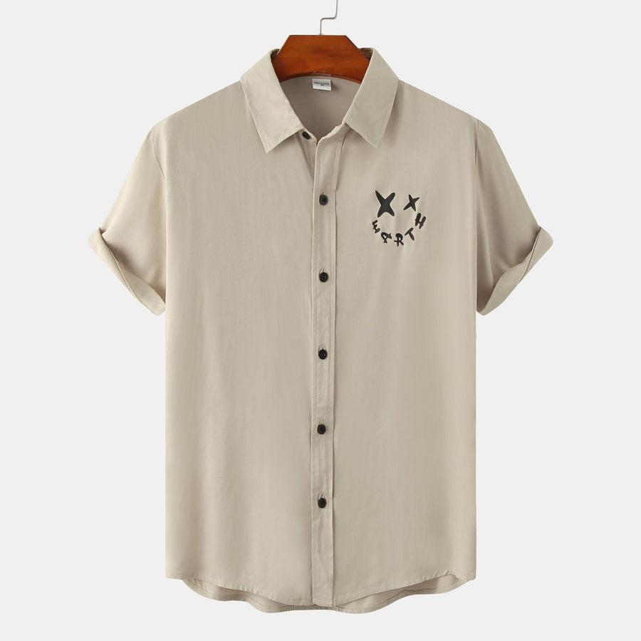 Eloise Relaxed Shirt with Short Sleeve in Khaki