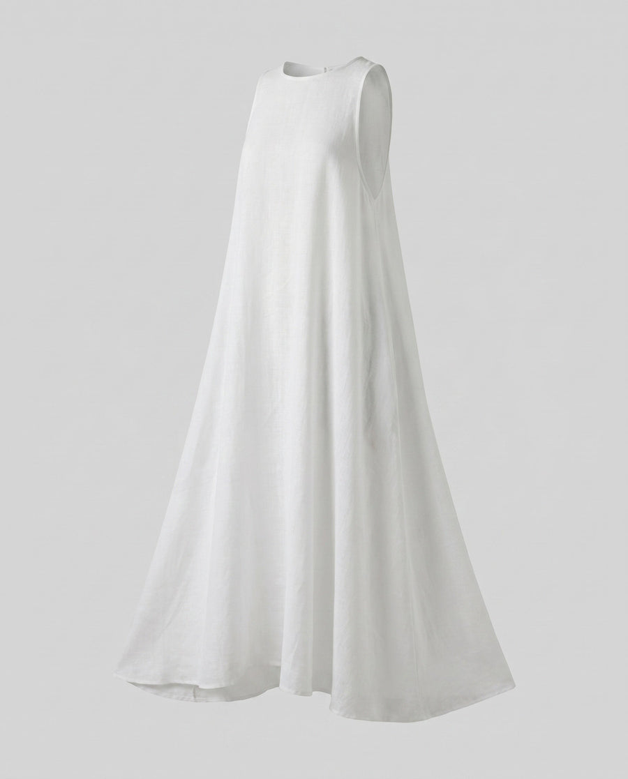 Elsie Airy Linen Maxi Dress in White