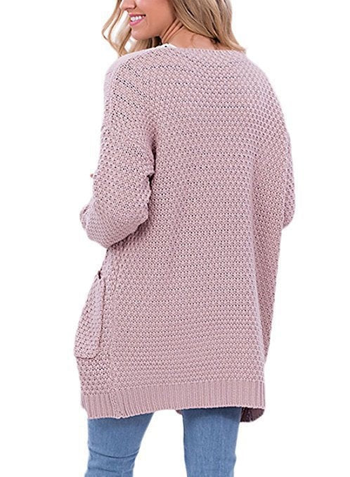 Elsie Knit Cardigan with Pockets in Light Pink
