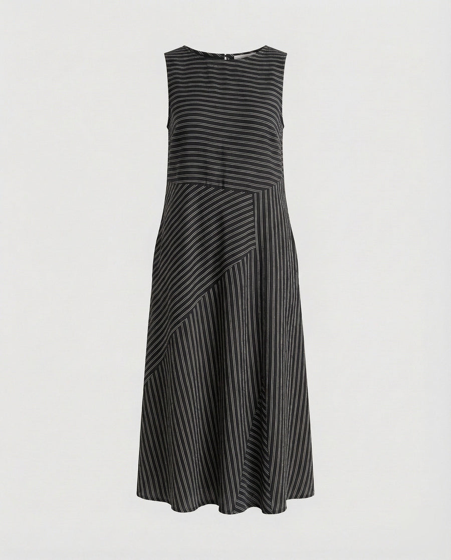 Elsie Linen Blend Midi Dress in Black