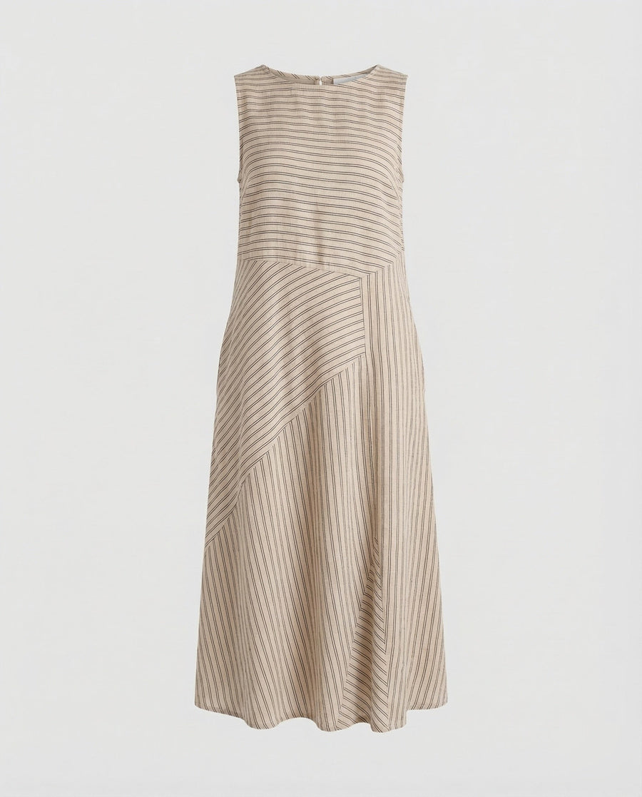 Elsie Linen Blend Midi Dress in Khaki