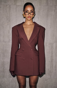 Hillary Mini Dress – Plum Brown