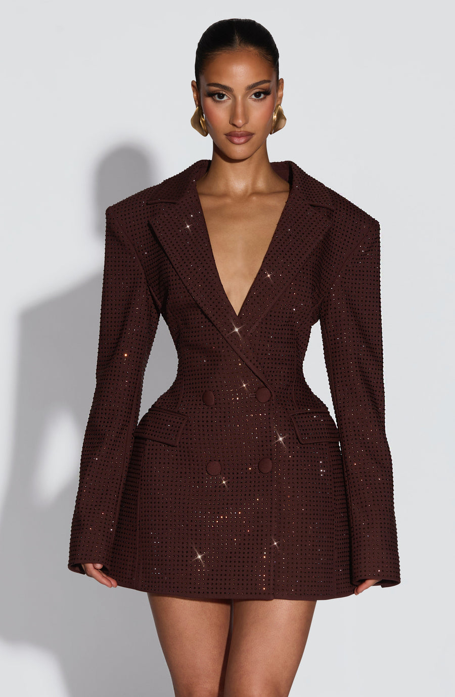 Hillary Mini Dress – Plum Brown Sparkle