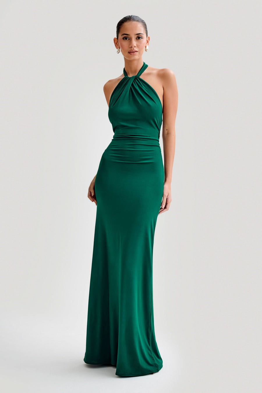 Elyna | Halter Maxi Dress in Green