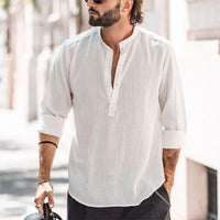 Emil Casual Shirt with Stand Collar and Button Front