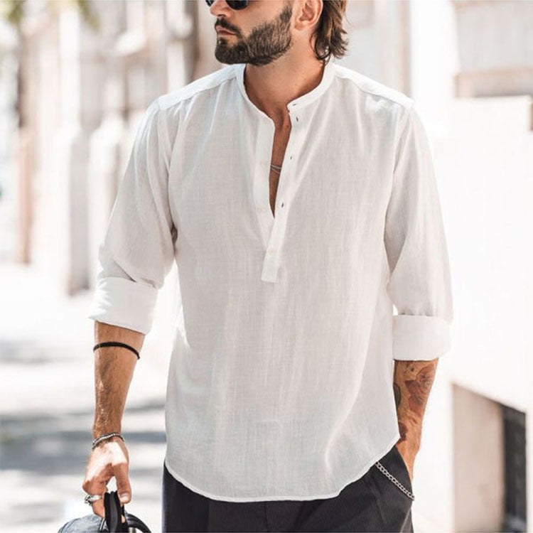 Emil Casual Shirt with Stand Collar and Button Front