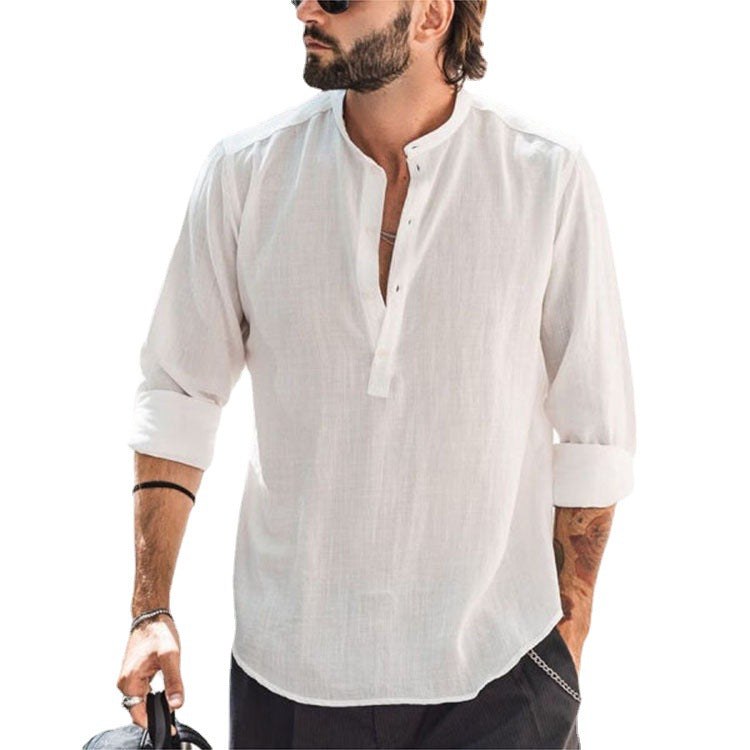 Emil Casual Shirt with Stand Collar and Button Front