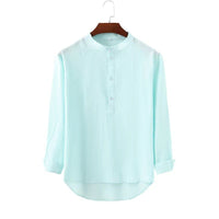 Emil Casual Shirt with Stand Collar and Button Front in Light Blue