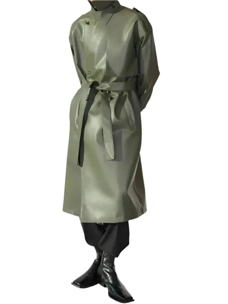 Emil Leather Coat with Belted