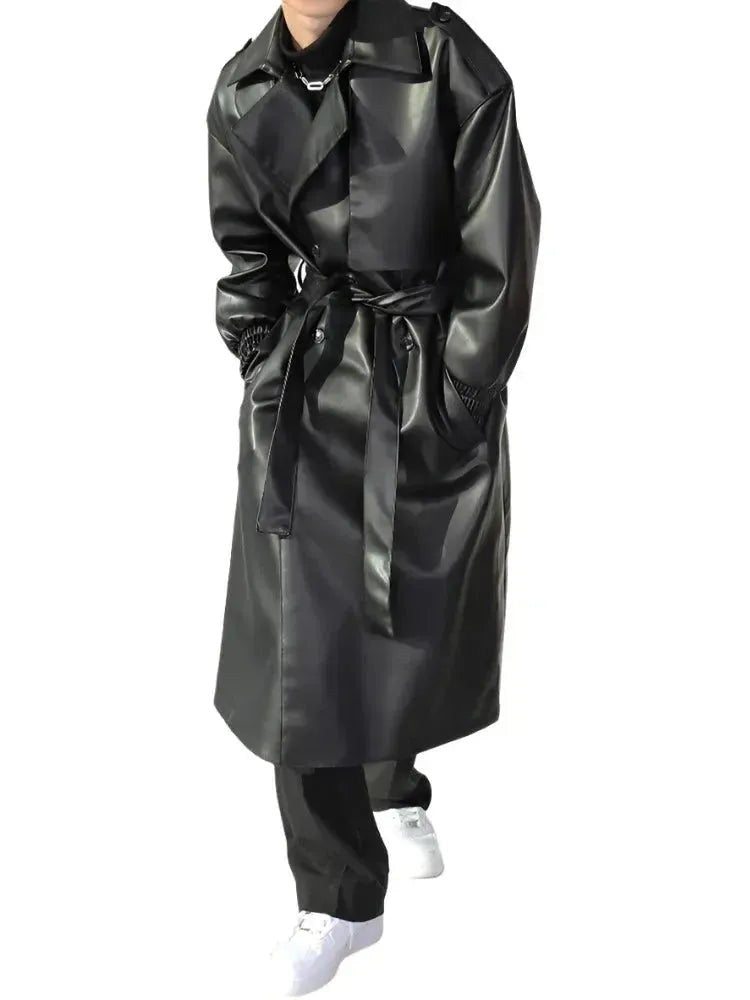Emil Leather Coat with Belted