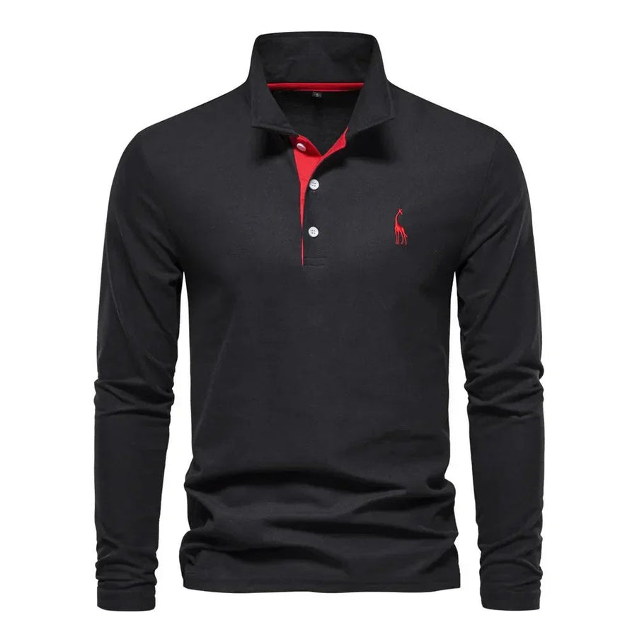 Emile Breathable Shirt with Long Sleeve and Embroidery in Black