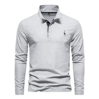 Emile Breathable Shirt with Long Sleeve and Embroidery in Grey