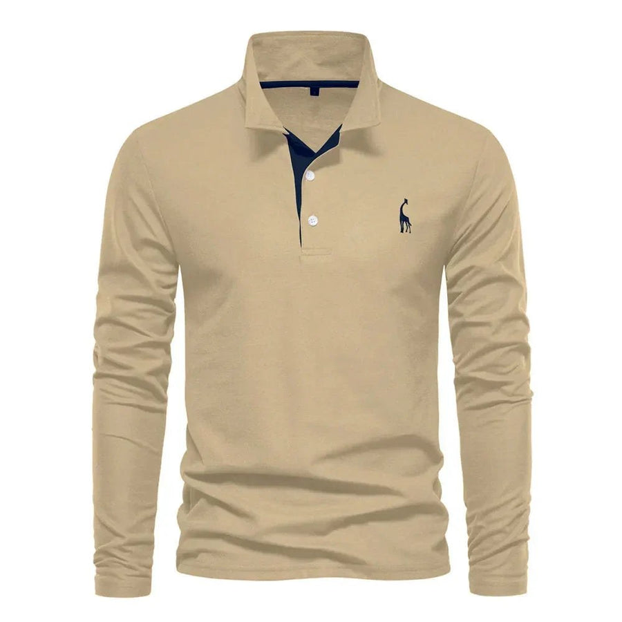 Emile Breathable Shirt with Long Sleeve and Embroidery in Khaki