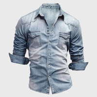 Emile Casual Denim Shirt in Light Blue