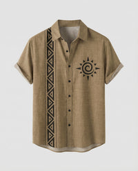 Emile Casual Linen Shirt with Short Sleeve in Grey