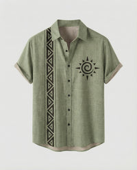 Emile Casual Linen Shirt with Short Sleeve in Multicolour