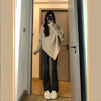 Emilia Casual Knit Sweater with Oversized in Khaki