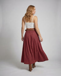Emilia Skirt with Button Front and Belted