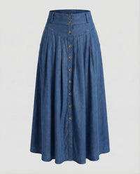 Emilia Skirt with Button Front and Belted in Blue