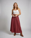 Emilia Skirt with Button Front and Belted