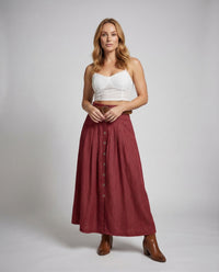Emilia Skirt with Button Front and Belted