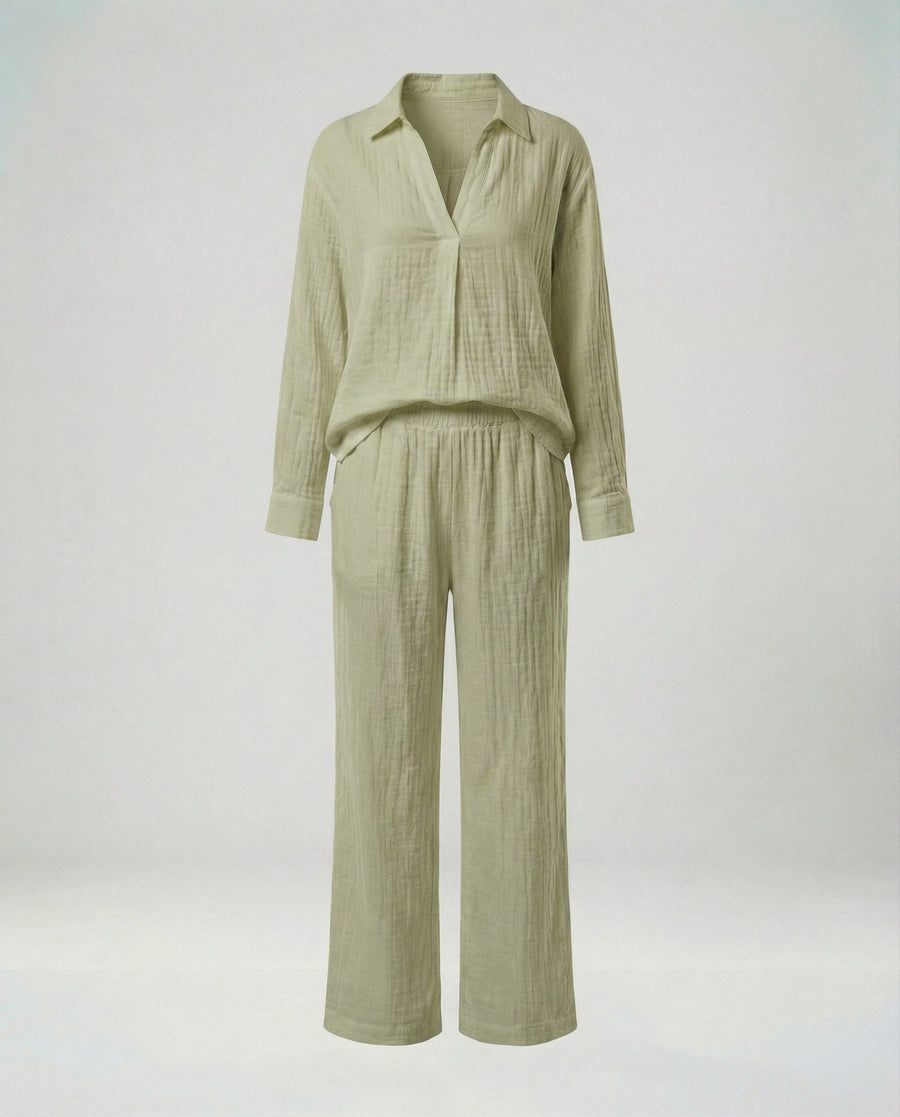 Emmeline Blouse with Oversized in Green