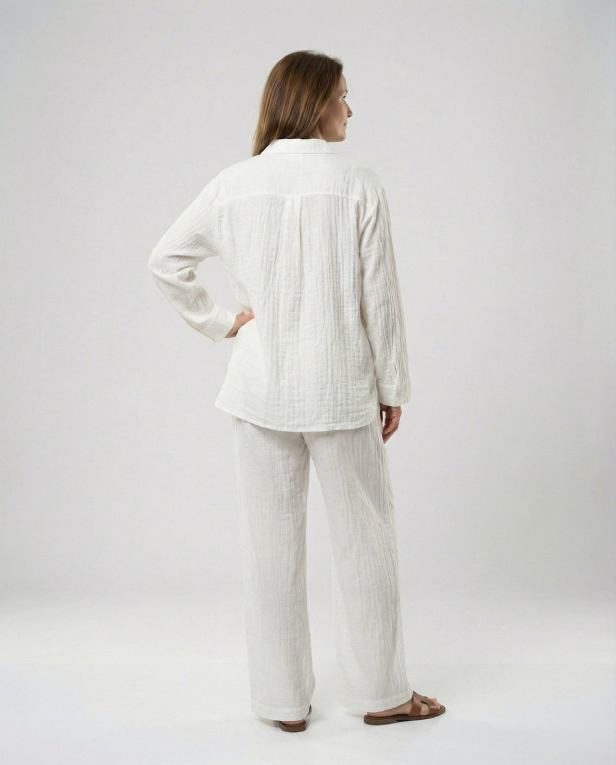 Emmeline Blouse with Oversized in White