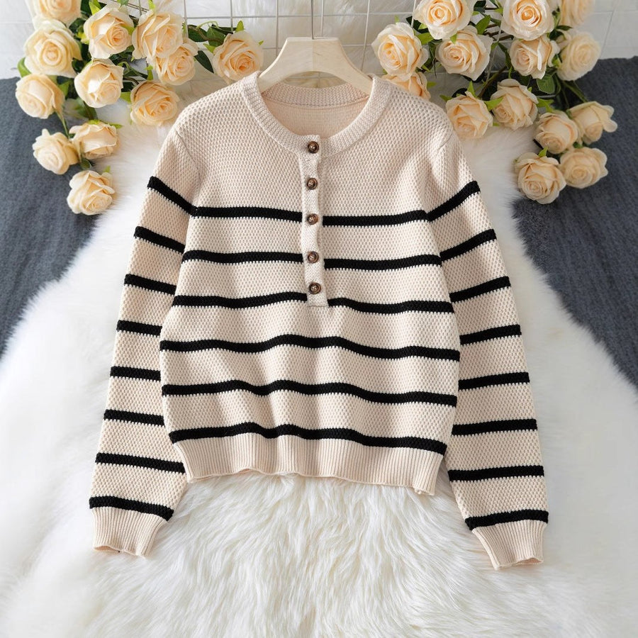 Emmeline Casual Knit Sweater with Striped