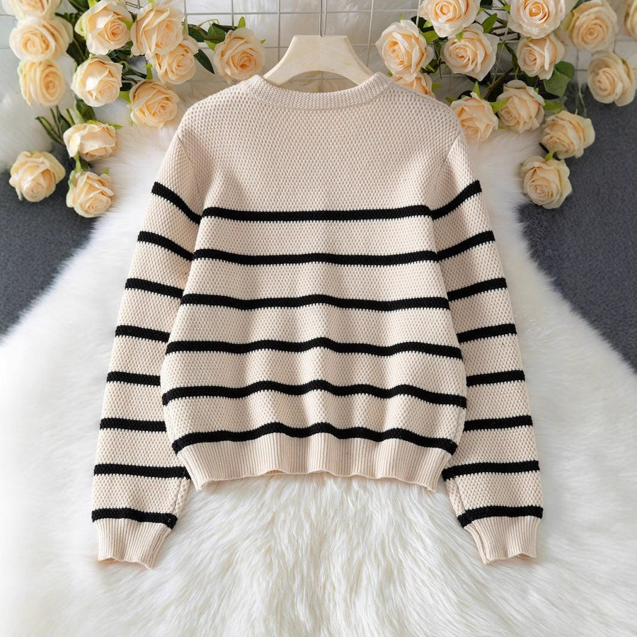 Emmeline Casual Knit Sweater with Striped