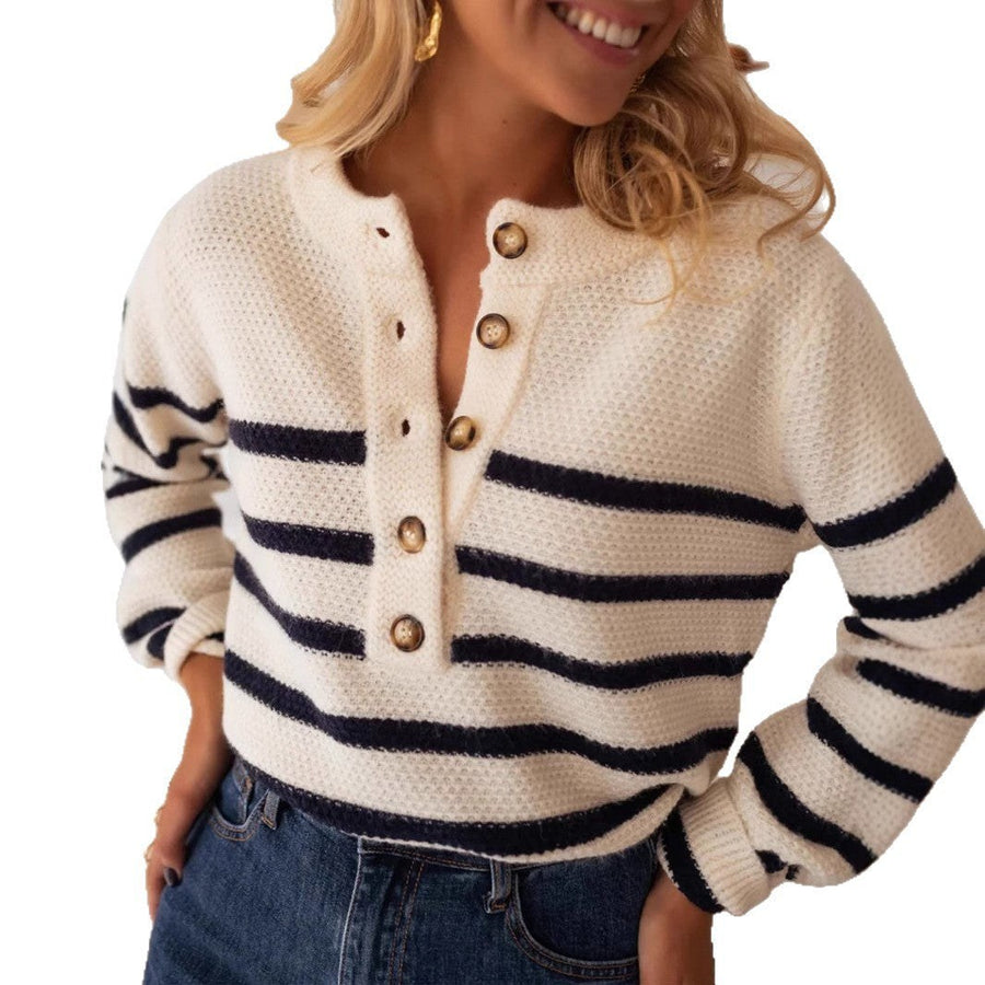 Emmeline Casual Knit Sweater with Striped