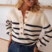 Emmeline Casual Knit Sweater with Striped