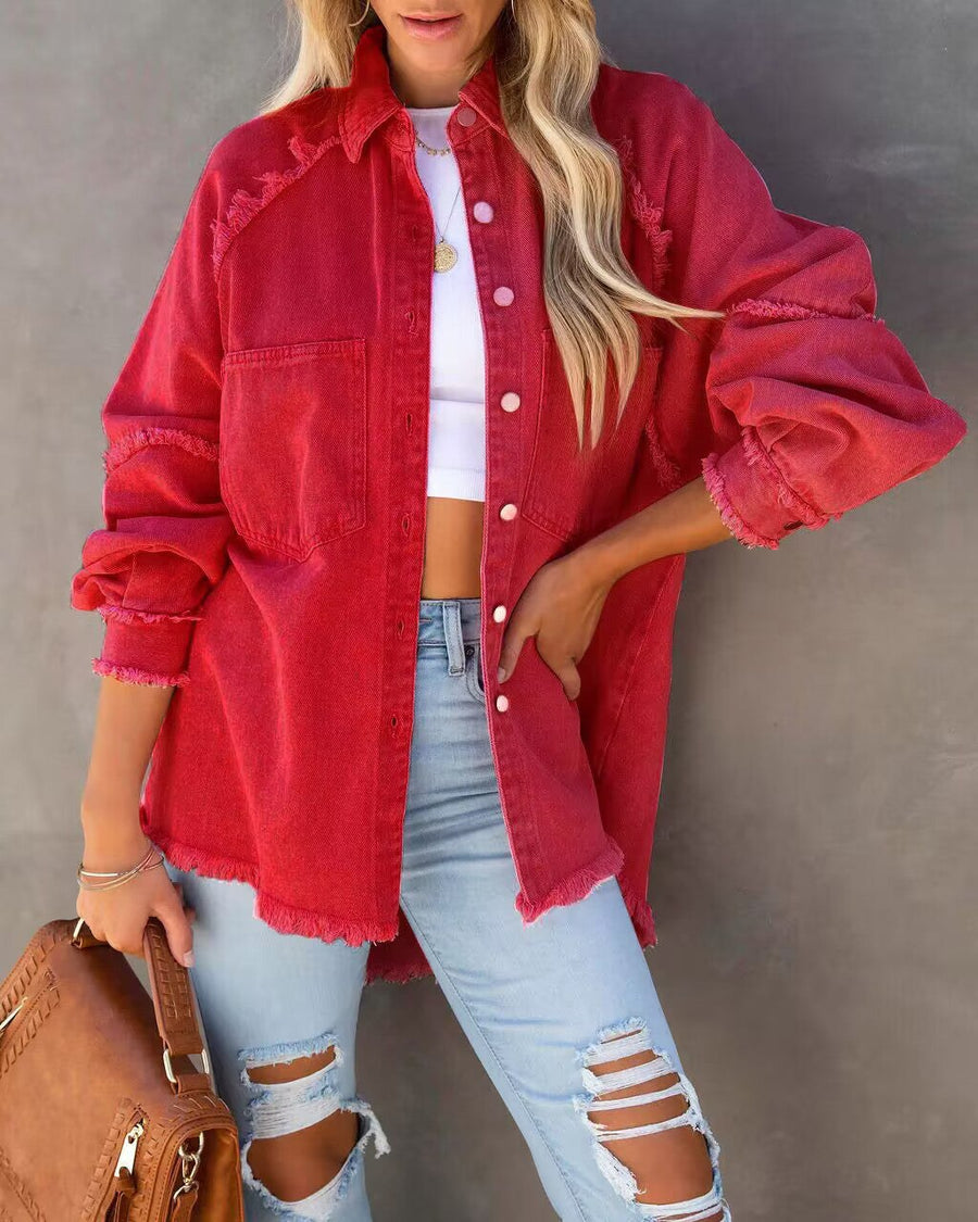 Emmeline Denim Jacket in Red