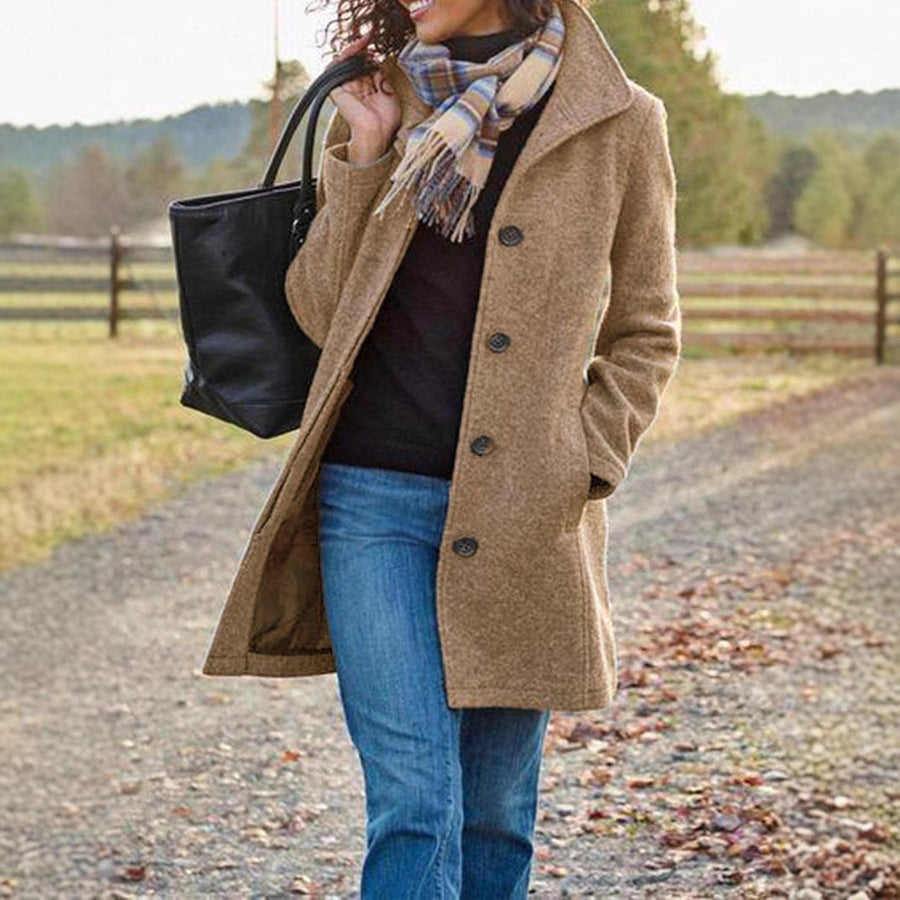Emmeline Elegant Coat in Khaki