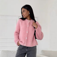 Emmeline Knit Cardigan with Oversized in Pink
