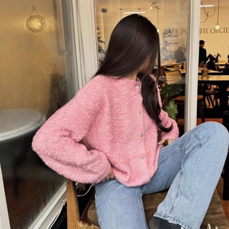 Emmeline Knit Cardigan with Oversized in White