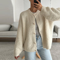 Emmeline Knit Cardigan with Oversized in White