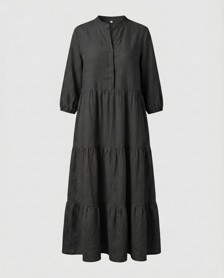Emmeline Linen Dress in Black