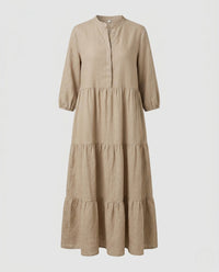 Emmeline Linen Dress in Khaki