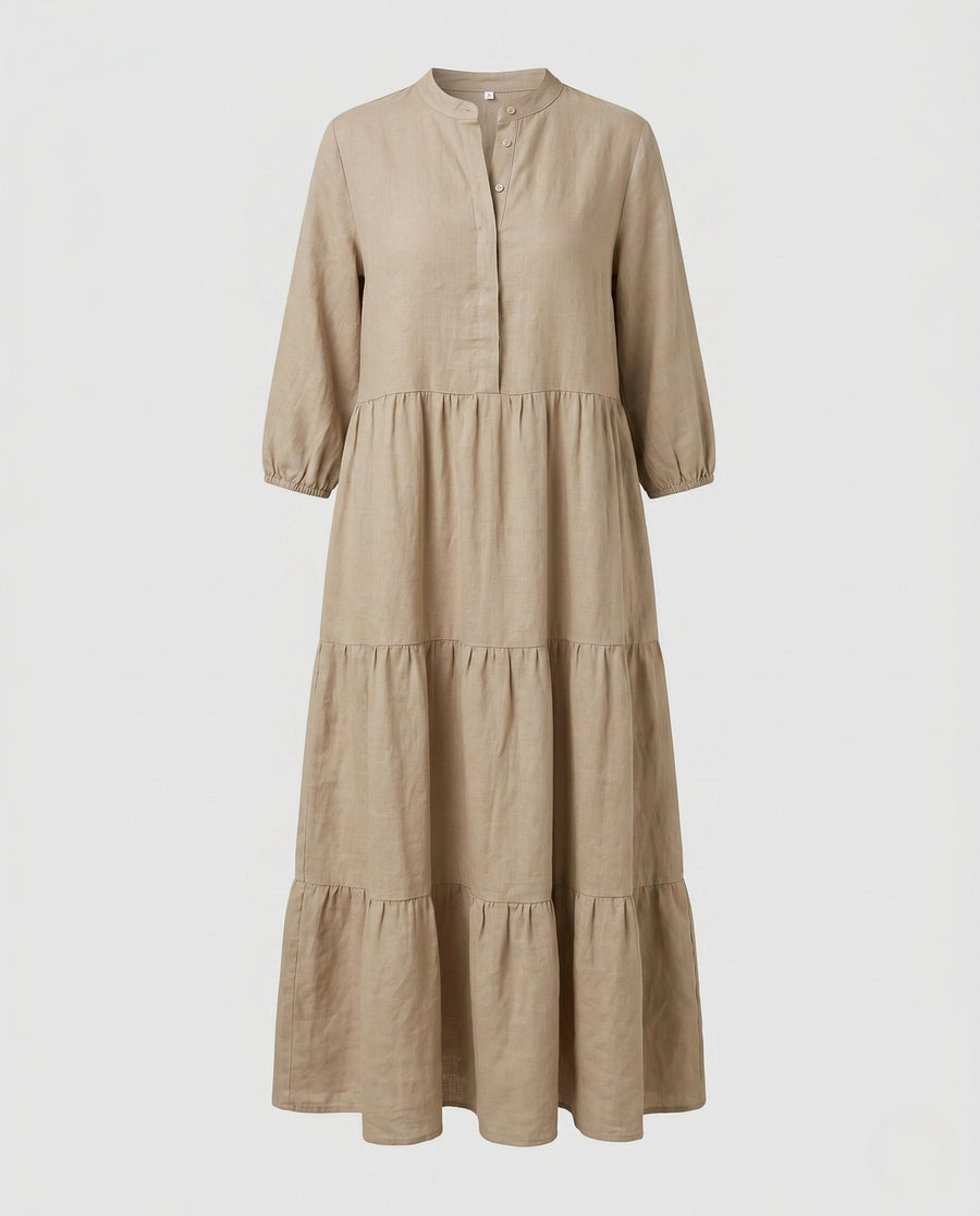 Emmeline Linen Dress in Khaki