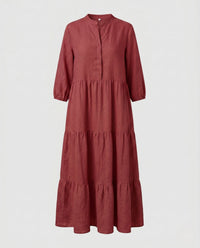 Emmeline Linen Dress in Rotburgunder