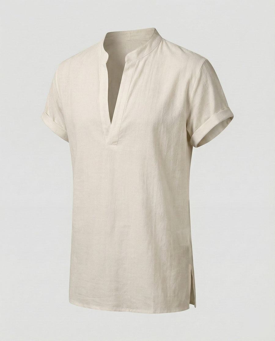 Emmett Casual Linen Shirt with Side Split in Unbekannt